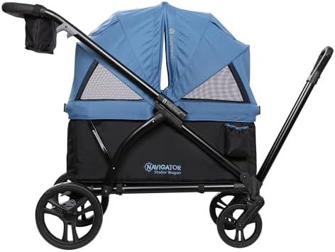Baby Trend Navigator 2-in-1 Stroller Wagon, Dash Blue | With Storage Tray & 2 Cup Holders, Foldable Toddler and Child Travel System for Outdoor Cargo Rides, Manufacturing Date: 07/26/2025