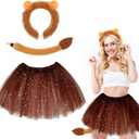 Newcotte 3 Pcs Halloween Costume Animal Tutu Ears Headband Tail Fancy Dress Costume Kit for Youth Adult Halloween Cosplay