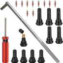 5pcs TR412 5pcs TR413 Valve Stem Puller setup toolkit 1 x Valve Core Remover 1 x Valve Stem Installer 10pcs Snap-in Valve Stems with Valve Stem Cores