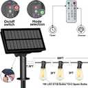 Stright 60FT Solar String Lights Outdoor Weatherproof with Remote, Solar Powered LED Edison Bulb 15 Sockets Outdoor String Lights for Outside Patio Backyard Fence Halloween Christmas Decorations
