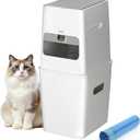 Cat Litter Box Waste Disposal System for Odor Control | GKJ Cat Litter Trash Can | Includes 1 roll of 16 Easy Tear-Off Bags | Diaper Trash Can (White)