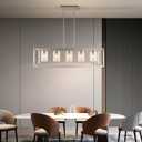 Chandeliers for Dining Room, 5 Light Dining Room Light Fixture Modern Metal Industrial Kitchen Lighting Fixtures Ceiling Easy Installation Kalium Pendant Lights for Bar Restaurant-E26 Socket,Sliver
