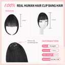 Clip on Bangs Real Human Hair, Black Soft Layered Fake Bangs with Feathered Fringe Hairpieces for Women Curved Bangs for Daily Wear(Wispy Black)
