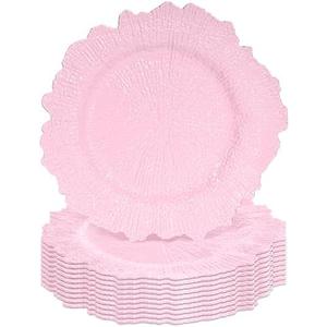Tomeurperf Pink Charger Plates Bulk 10Pcs - 13" Elegant Pink Chargers for Dinner Plates, Wedding & Event Decorative Charger Plates Set