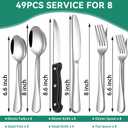 49-Piece Silverware Set with Organizer, Stainless Steel Flatware Utensils Set for 8, Forks and Spoons Silverware Set Cutlery Set with Steak Knives, Dishwasher Safe