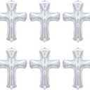 6 Pcs 34 Inch Cross Balloon Jumbo Baptism Large Memorial Balloons Communion Christening Religious Foil Party Balloon for Xmas Home Outdoor Decorations(Silver)