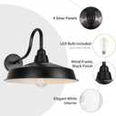 Solar Barn Light Outdoor, 16 Inch Dome Wall Light Solar Powered, Farmhouse Exterior Wall Sconce, Industrial Outside Lighting Fixture, Rustic Lantern for Garage, Barn, Shed, RZSR020W, 16"-1 Pack