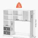 VEVOR Desktop Bookshelf, 3-Tier Desktop Storage Organizer, 37" x 10" x 31.1" Office Storage Rack Wood Display Shelf, Desktop Bookshelf Hutch with 2 Fabric Drawers, for Office, Home & Dorm, White, 3 Shelves