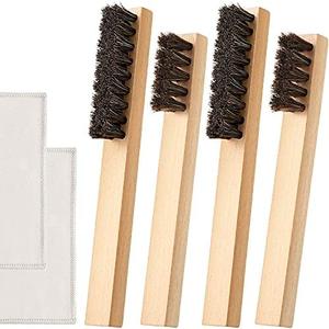 Patelai 6 Pieces Silver Polish Set, 4 Silver Cleaning Horsehair Brushes with 2 Pieces Polish Cloth Jewelry Cleaning Kit for Detail Work, Jewelry Tarnish Silverware Plateware (Classic)