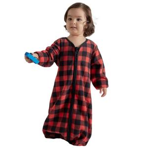 DaysU Micro Fleece Baby Sleep Sack 1.5 TOG, Long Sleeves Baby Wearable Blanket 18-24 Months with 2-Way Zipper, Unisex Warm Sleeping Bag for Toddler, Buffalo Plaid XL