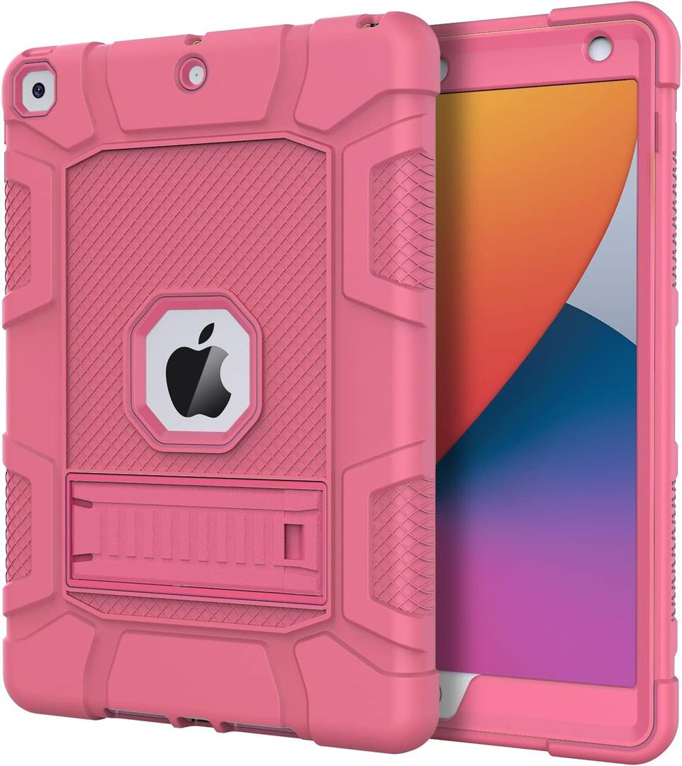 Case for iPad 9th Generation/iPad 8th Generation/iPad 7th Generation (10.2 Inch, 2021/2020/2019 Model), Slim Heavy Duty Shockproof Rugged Protective Case for iPad 10.2 inch (Pink)