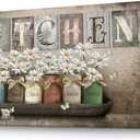 Kitchen Wall Decor Canvas Wall Art Rustic Farmhouse Kitchen Sign Picture Vintage Kitchen Painting Framed Modern Artwork for Kitchen Dining Room Restaurant Decor 24x10 inch