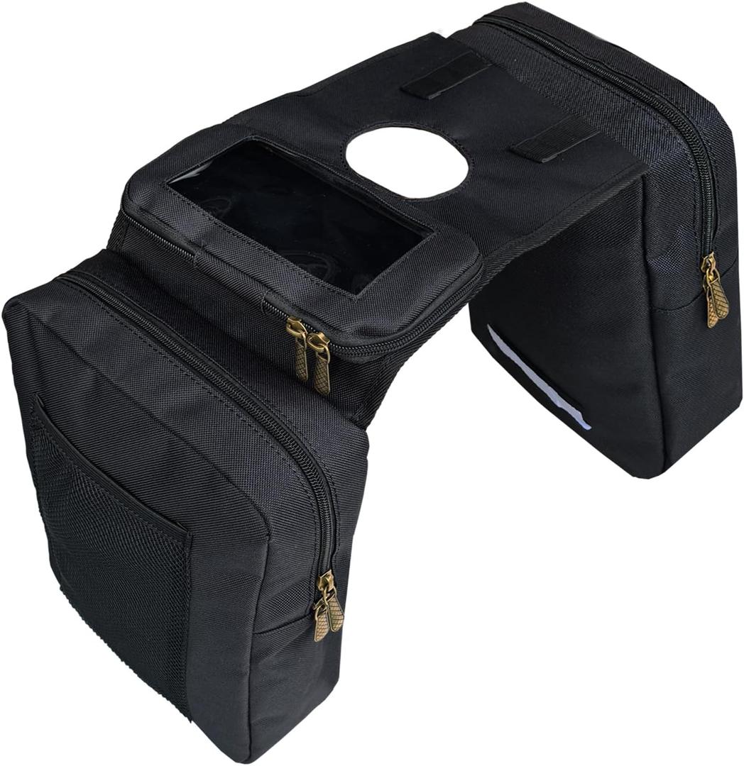 ATV Tank Bag Saddle Bag Waterproof Motorcycle Bag Compatible with Snowmobile Sportsman Scrambler FourTrax Grizzly UTV Hanging Storage Bag Black