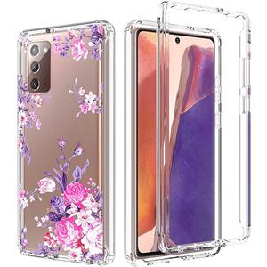 Case for Galaxy Note 20 5G, for Samsung Note 20 Clear Case for Girls, Soft TPU 360 Full Body Shockproof Hybrid Bumper Crystal Clear Phone Case Cover for Samsung Galaxy Note 20 (Rose Flower)