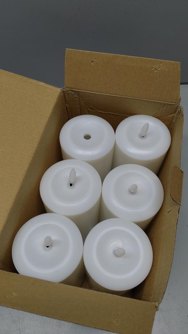 Hinabichan Flameless Candles Battery Operated with Remote and 2/4/6/8 H Timer, 6pcs Flickering Fake Electric Candles for Festival Wedding Home Party Decor (D3 x H 6") (White)