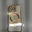 Misea Magnetic for iPhone 15 Pro Max Case with MagSafe [Never Yellowing] [Military Grade Drop Protection] Full Camera Lens Protector Plating Soft Clear Phone Case for Women Girls, Gold