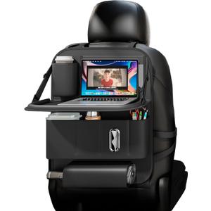 Car Seat Organizers,Multi-functional Back Seat Protectors, Storage Pouches, Child kicking prevention and Tray Holders (for Cars, Kids, Seat Back and Rear Seats) (Black, 1 Pcs)