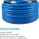 Pressure Washer Sewer Jetter Kit, 50 FT Hydro Drain Jetter Cleaner Hose, Button Nozzle and Rotating Sewer Jetting Nozzle, Orifice 4.0, 4.5, 1/4 inch NPT, 3000 PSI
