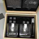 The Memory Company Licensed NFL Wood Boxed Drinkware Gift Set - Includes 2 Premium Rock Glasses, Cooling Cubes, Tongs, and Coasters, Seattle Seahawks