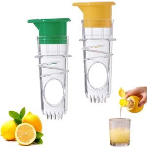 Screw Top Manual Lemon Squeezer, 2 Pcs Small Lemon Juicer Squeezer, Portable Handheld Lime Juicer with Lid, Mini Orange Press for Home, Screw Top Orange Press for Seasoning Cooking and Cocktails
