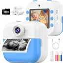 Kids Camera Instant Print for Christmas Birthday Gifts Age 4-12,Front Rear Dual Selfie Camera with 1080P Videos Toddler Portable Travel Toy 6 7 8 9 Year Old Boys Girls-Blue