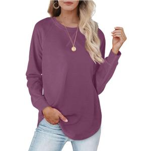 XIEERDUO Womens Sweatshirts Crewneck Loose Fitting Tops For Women Long Sleeve Shirts Pullover (Large, 02o-fuchsia)