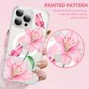 OOK Magnetic Case for iPhone 16 Pro Case Cute Flower Butterfly Design with 2 PCS Screen Protector [Compatible with MagSafe] for Girls Women Floral Clear Slim Phone Cover-Pink Lily Flower