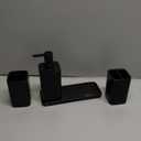 ZCCZ Matte Black Bathroom Accessory Sets, 4 Pieces Bathroom Accessories Complete Set Vanity Countertop Accessory Set, Includes Lotion Dispenser Soap Pump, Tumbler, Toothbrush Holder and Tray
