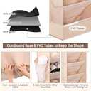 Outink 7 Tier Over The Door Shoe Organizer, Hanging Shoe Rack for Closet with Dustproof Mesh Curtain & 6 Side Pockets, Behind The Door Narrow Shoe Holder Hanger for Sneakers, Boots (Beige)