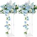 LANLONG 2 Pcs Acrylic Vase Wedding Centrepieces, 23.6in Clear Column Flower Stand Rectangular Display Rack, Cylinder Pedestal Stands for Parties Wedding