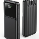 Portable Charger with Built in Cable - Power Bank Fast Charging 22.5W USB C 10000mAh LED Display Travel Battery Pack 5 Outputs & 3 Inputs for iPhone Samsung Android iPad Phones Tablets etc