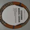 Road Comforts Leopard Steering Wheel Cover for Women, Cute Anti-Slip Microfiber Leather, Universal Fit 14.5-15 Inch Round Steering Wheel - Brown
