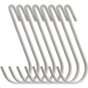 8 pcs, Stainless Steel S Hook Cookware Hooks, Multiple Uses, for Kitchenware, Pots, Utensils, Clothing Bags, Towels, Plants, Tools (8)