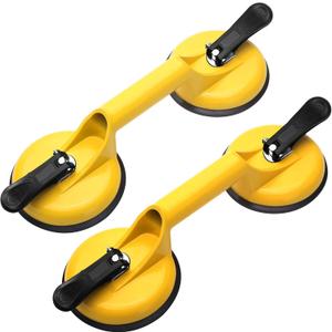 FCHO Glass Suction Cups Heavy Duty Aluminum Vacuum Plate Handle Floor Holder Hooks to Lift Large Glass/Tile Suction Cup Lifter/Moving Glasses/Pad for Lifting/Dent Puller (2 Pack) (Yellow)