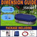 Oval Pool Covers for Above Ground Pools,15x30 ft Winter Pool Cover for Rectangle Pool,Heavy Duty&Extra Thick 195G PE Tarps,Cold-Resistant Anti-UV,Extreme Weather Protection,Winch and Cable Kit,Navy