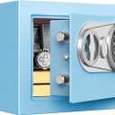 Goldenkey Small Kids Safe for Money, Digital Mini Safes with Keys&Code for Cash, Safe Box for Personal Items for Home, 6.69"D x 9.05"W x 6.69"H, Blue