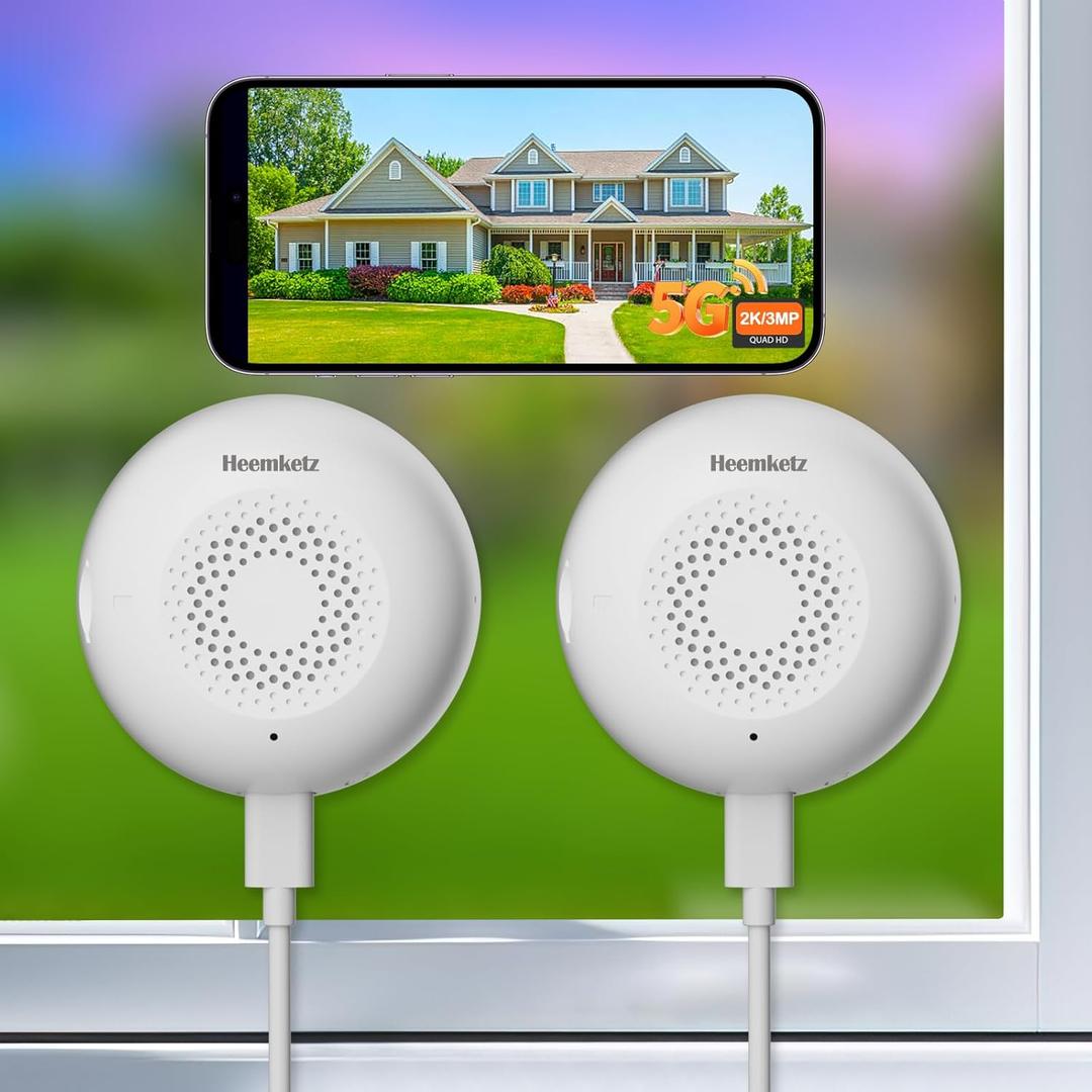  2K Window Security Camera for Home, AI Human Detection, Real-Time Alerts, Smart AI Color Night Vision, 2-Way Audio, 2.4/5GHz WiFi, Alexa Compatible, Indoor/Outdoor Monitoring, 2 Pack