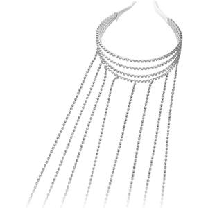 NUEAYMS Women Rhinestones Tassel Headband Hair Chain Headband Rhinestones Hair Chain Head Chain Tassel Hair Accessories