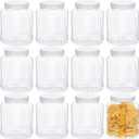 Gerrii 12 Pcs 37 oz Plastic Jars with Lids Plastic Storage Jars Clear Empty Wide Mouth Storage Containers for Crafts, Dry Food, Peanut Butter, Honey, Kitchen, Household Storage and Jam Storage