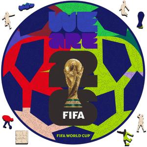 FIFA WorldCup2026 Wood Jigsaw Puzzle;Gift for SoccerFan-WeAre26 Ball 200Pcs | Official Licensed,5MM Thick Unique Shape,11.8x11.8in Long-Lasting Display memorabilia collector, puzzles & Decor 2in1 Gift