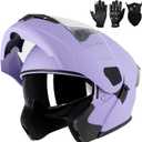 Modular Flip up Motorcycle Helmets for Men Women, DOT Approved, Purple, M