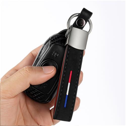 KeeForthewin American flag 3-Color Flag Stripe Embroidery Leather gun-black Keychain Ring for All CAR (American flag 3-Color)
