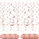 36 Pcs Hanging Swirl Party Decorations Plastic Streamer Swirls Spiral Party Decorations for Ceiling Birthday Wedding Baby Shower Graduation(Rose Gold)
