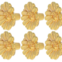 Gold Cabinet Knobs Backplate, 6Pcs Decorative 0.95 Inch Drawer Pull Handle Washer Brass Cabinet Hardware for Fixing Doorknobs (Chrysanthemum Shape)