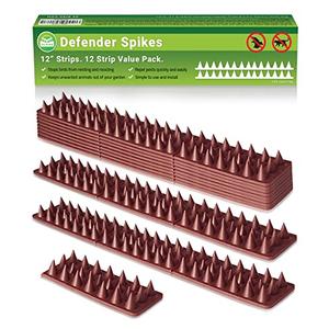 De-Bird Defender Spikes - 12-Pack Bird Deterrent Spikes for Birds & Squirrels, Anti-Climb Repellent for Cats, Raccoons & Pigeons, 12-Foot Easy Install Strips De-Bird Defender Spikes - 12-Pack Bird Deterrent Spikes for Birds & Squirrels, Anti-Climb Repellent for Cats, Raccoons & Pigeons, 12-Foot Easy Install Strips
