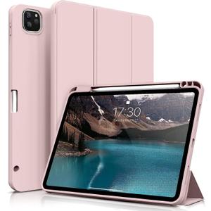 KENKE for iPad Pro 11 Inch Case 4th/3rd/2nd Generation 2022/2021/2020 Magnetic Attachment 2nd Pencil with Right Side Pencil Holder Soft Slim PU Cover Auto Wake/Sleep (Pink)