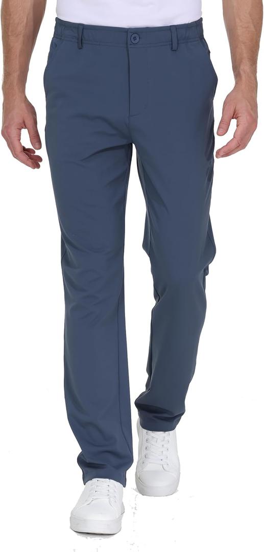 Mens Golf Pants Work Dress Pants 34" Lightweight Travel Trousers Stretch Business Casual Slacks with Pockets (Dark Grey)