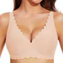Gailife Cute Floral Bras for Women No Underwire Seamless Ultra Comfort Bralettes for Women with Support Everyday Plunge Bra (Medium, Grey)