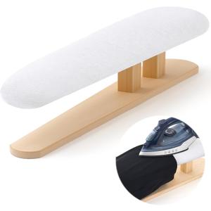 Padded Sleeve Ironing Board 57x13cm Tabletop Sleeves & Chest Tailor Ironing Board with Long Wooden Base for Tailor Dress Forms Household, Laundry Rooms, Travel Use, White