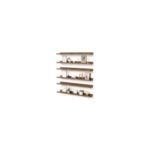 upsimples Floating Shelves for Wall, 35.5 Inch Shelves for Decor Storage Set of 6, Wall Mounted Wood Shelf for Bedroom, Living Room, Bathroom, Kitchen, Long Picture Ledge Shelves, Brown